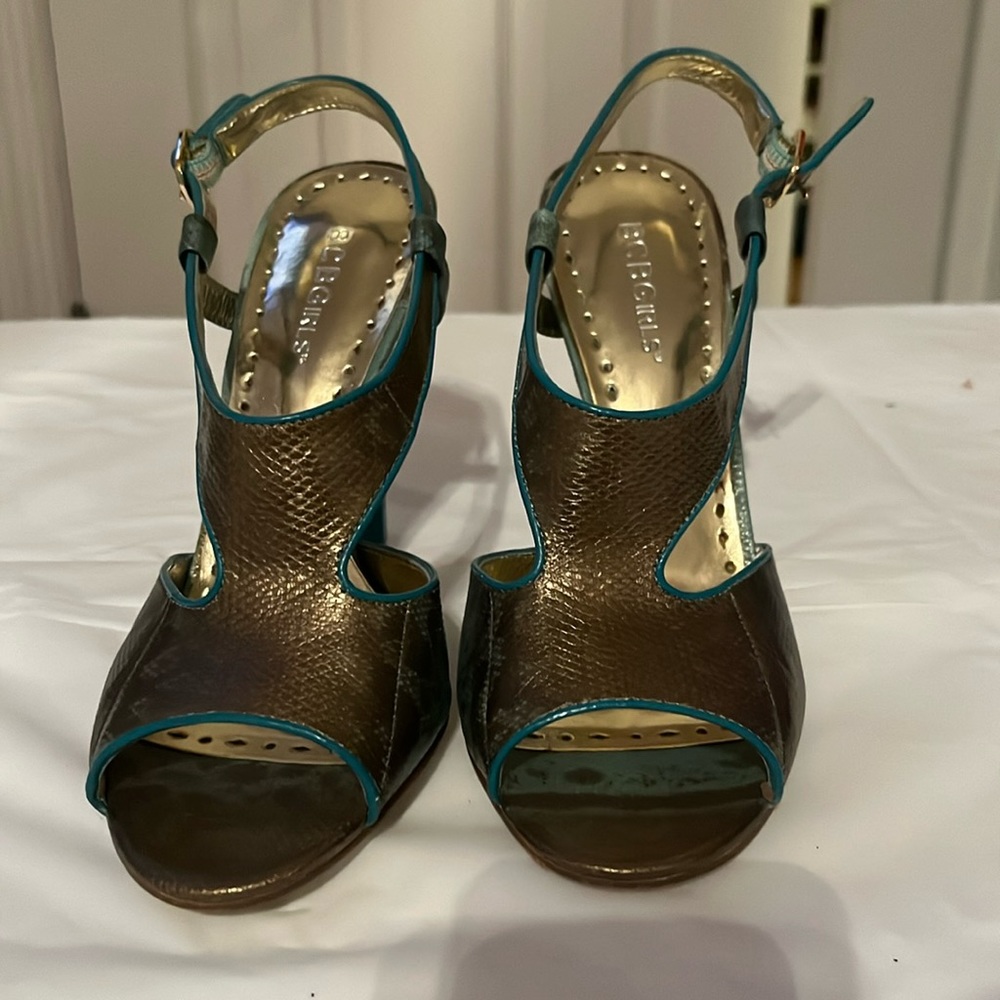 BCBGirls Teal and Gold Heels